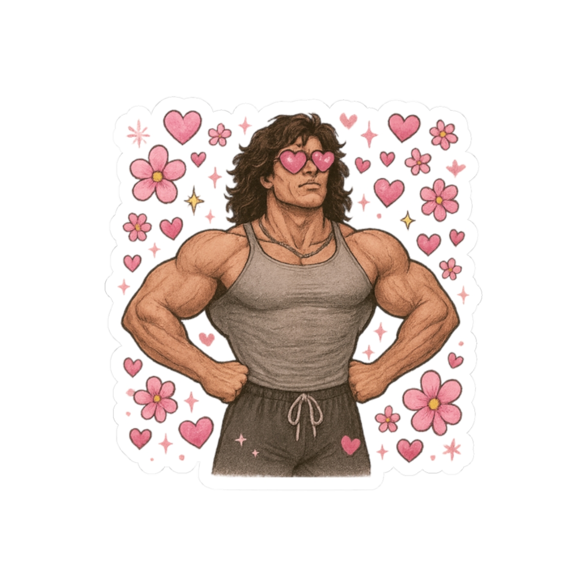 Sam Sulek Hearts Bold Fitness Sticker Decal - alternate angle 3, merchandise